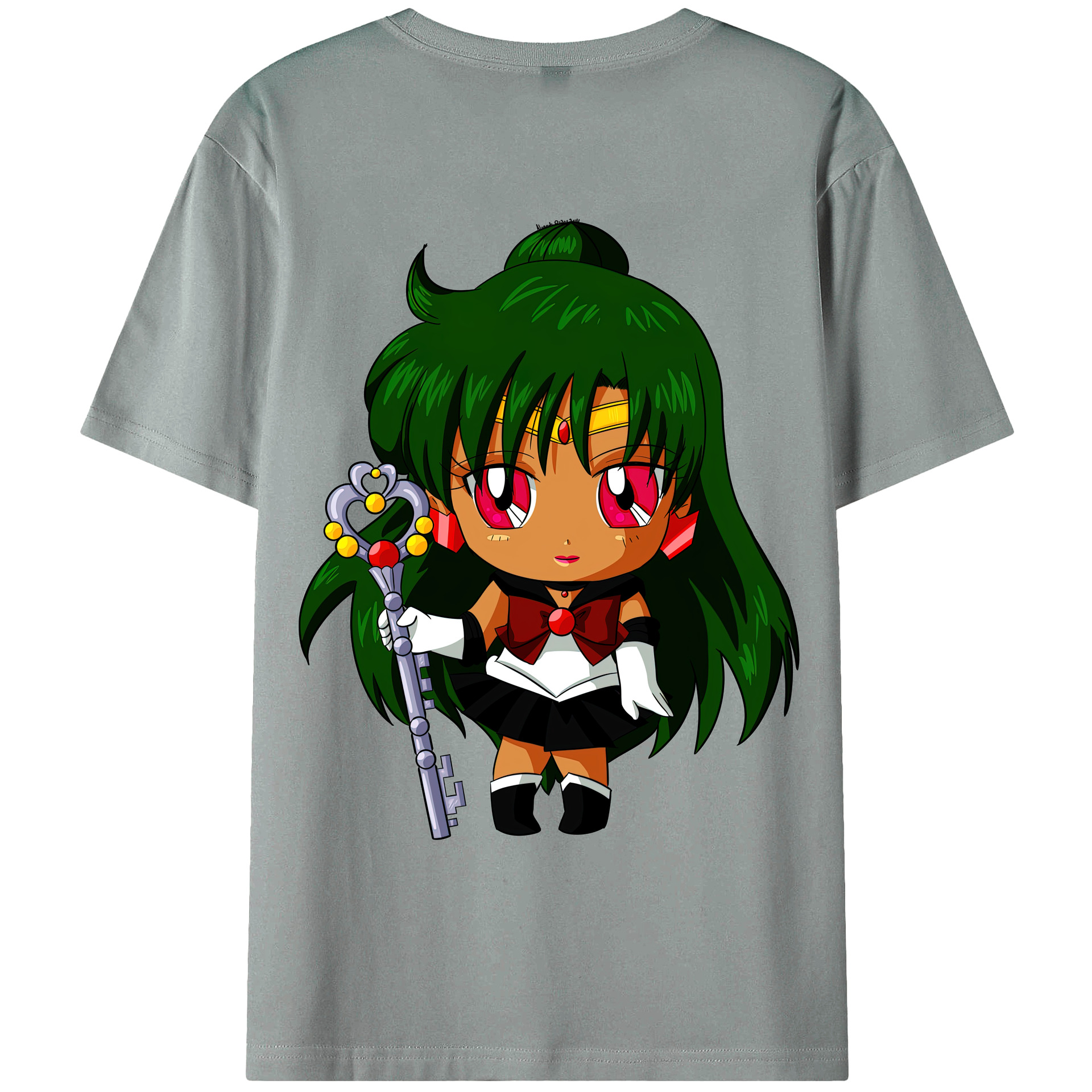 （画像用） 美少女戦士セーラームーン 冥王せつな Sailor Moon Meiou Setsuna 綿100％ メンズ半袖Tシャツ（バックプリント） 通気性